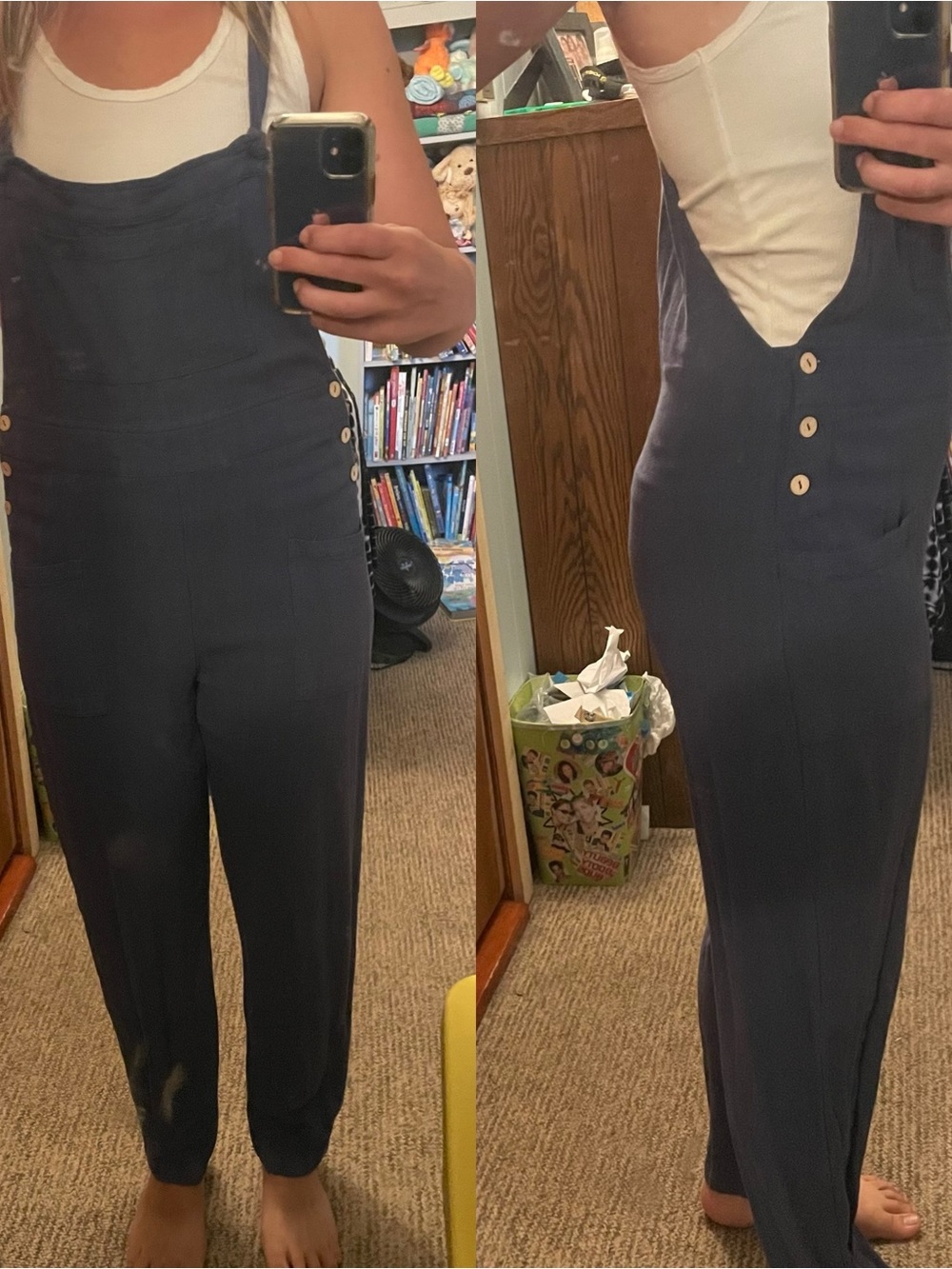 ILLA ILLA Navy Blue Button-Side Overalls Jumpsuit